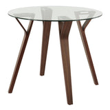 Folia - Round Dinette Table - Walnut Wood And Clear Glass