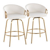 Claire - 26" Fixed-height Counter Stool (Set of 2) - Beige And Gold