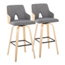 Stella - 30" Fixed-Height Barstool (Set of 2) - Natural & Black Base