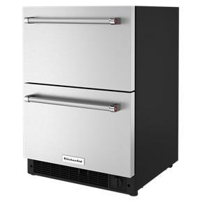 24" Stainless Steel Undercounter Double-Drawer Refrigerator/Freezer