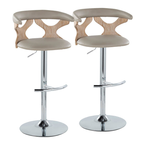 Gardenia - Adjustable Barstool (Set of 2) - Chrome Base & brown Backrest