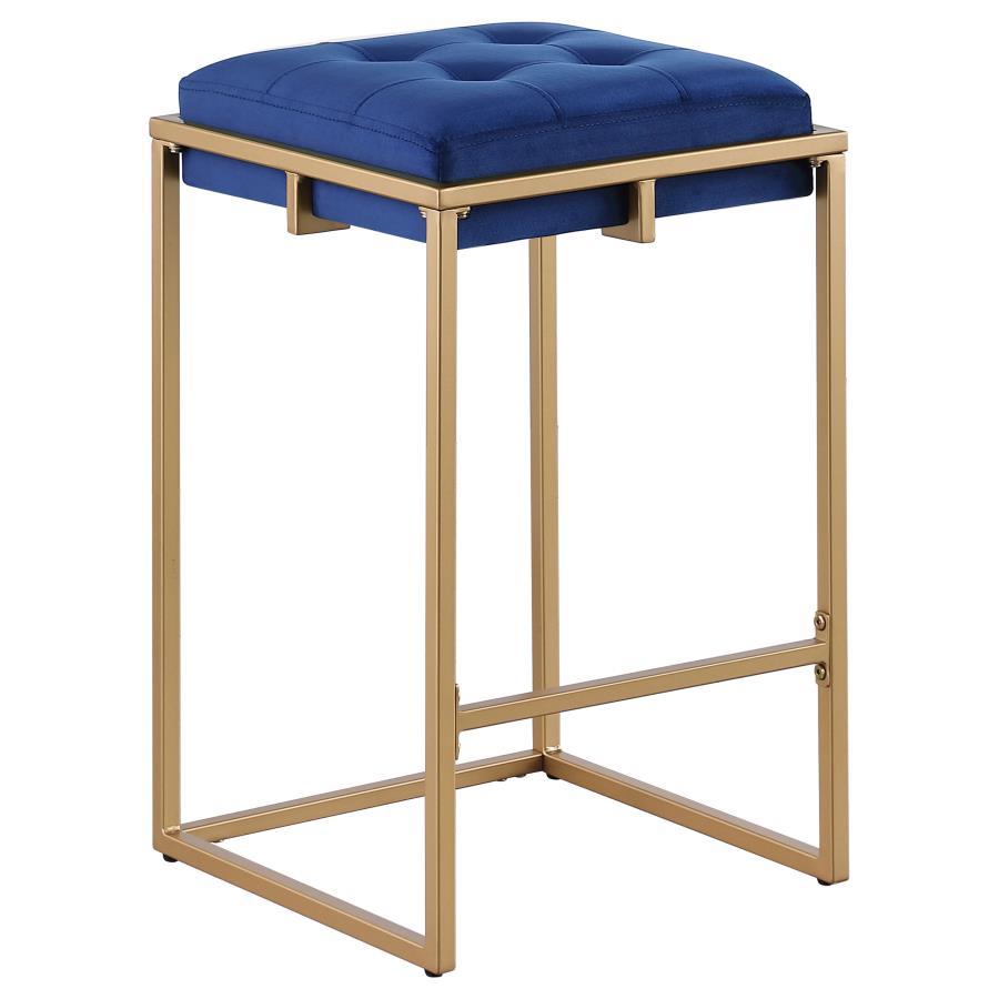 Nadia - Upholstered Backless Counter Stool (Set of 2) - Blue