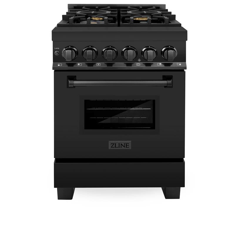 ZLINE 24 in. Professional Dual Fuel Range in Black Stainless Steel (RAB-BR-24) - (RABBR24)