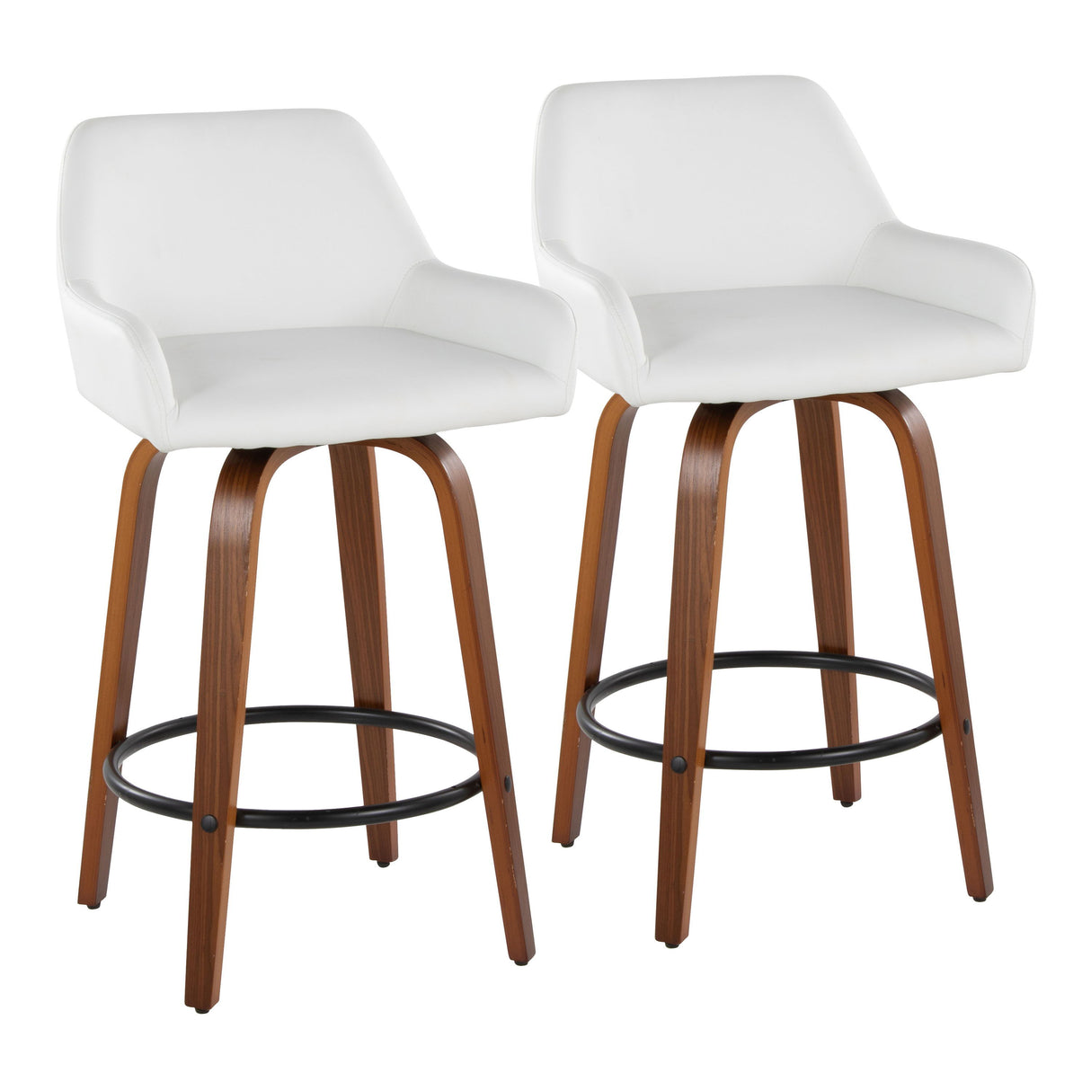 Daniella - Contemporary Fixed Height Counter Stool With Swivel With Round Footrest (Set of 2)