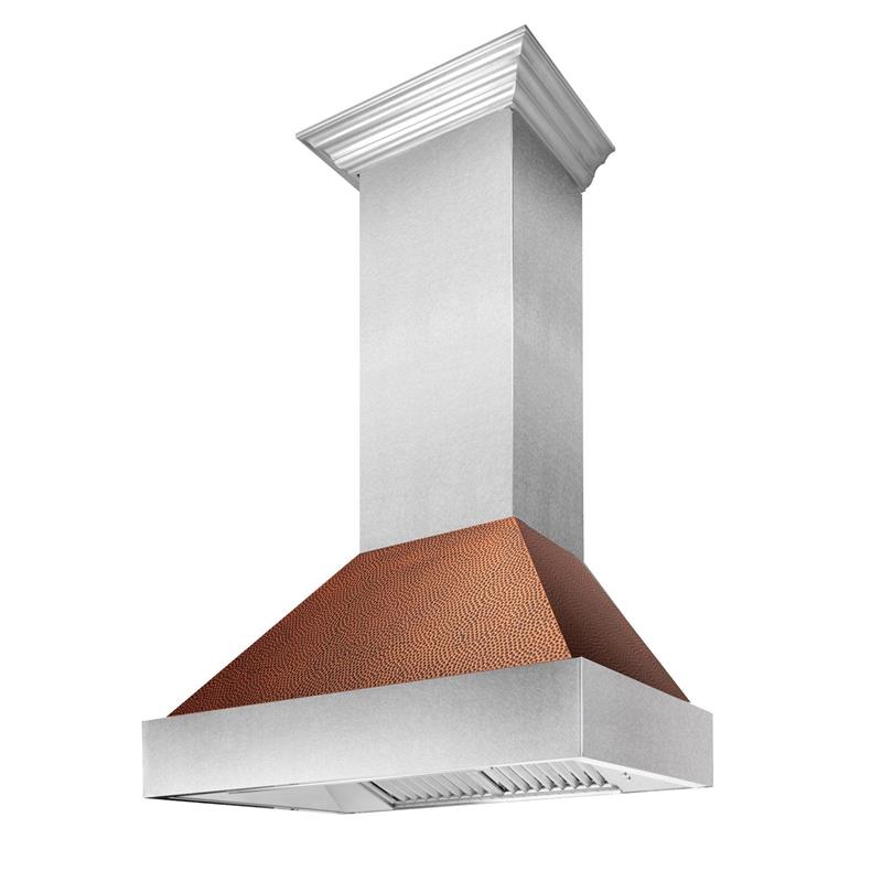 ZLINE Ducted DuraSnow Stainless Steel Range Hood with Hand-Hammered Copper Shell (8654HH) - (8654HH30)