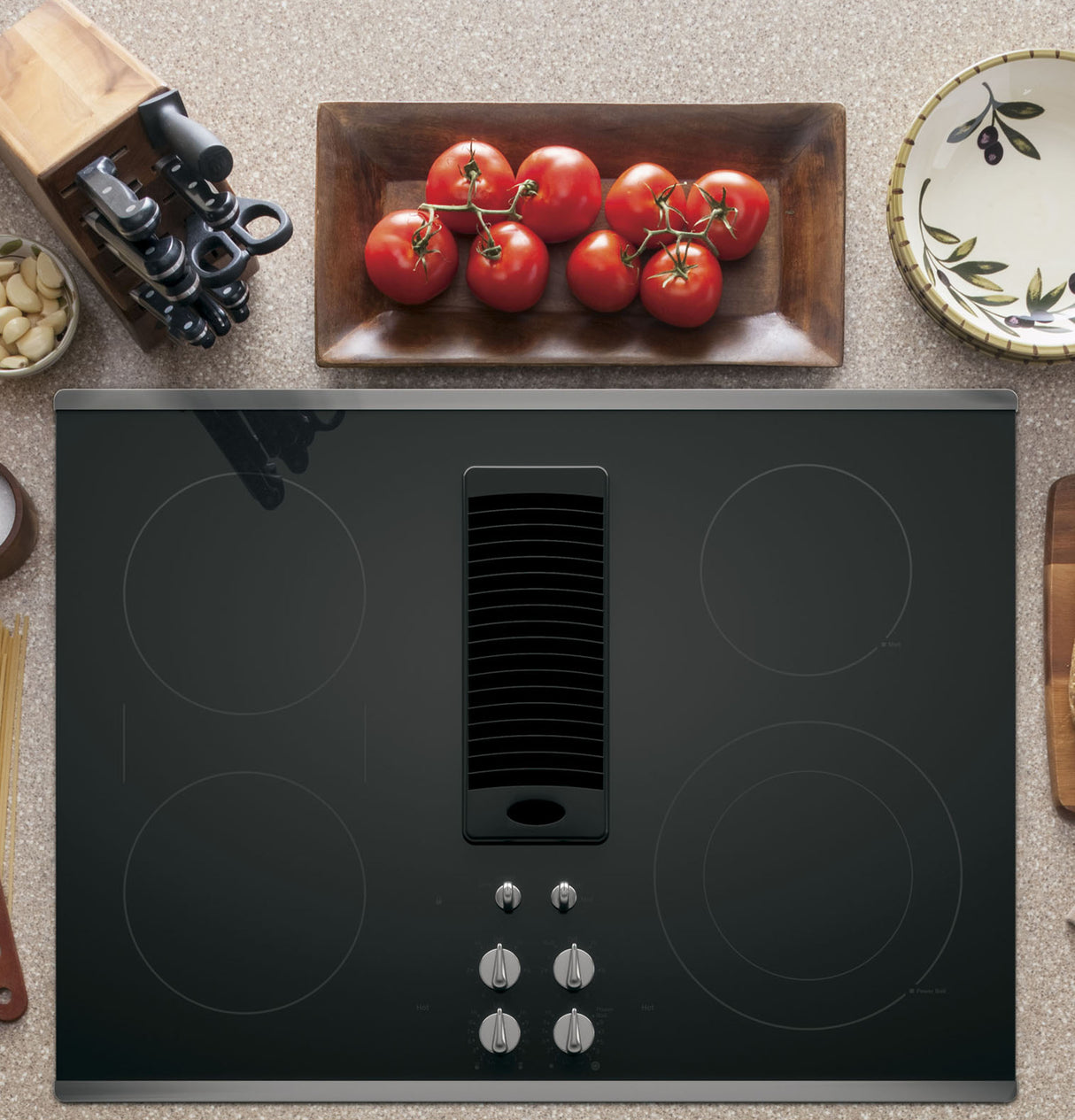 GE Profile(TM) 30" Downdraft Electric Cooktop - (PP9830SRSS)