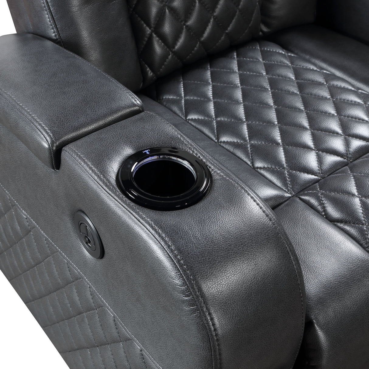 Alair - Leather Aire Power Motion Recliner With Bluetooth, Wireless Charger Cupholder - Dark Gray