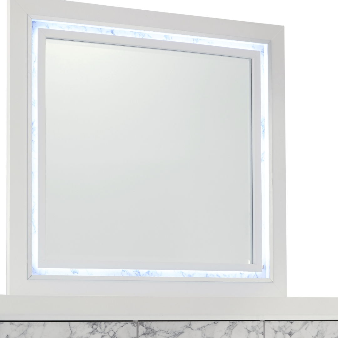 Skye - Marble Mirror - White