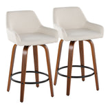 Daniella - Contemporary Fixed Height Counter Stool With Swivel With Round Footrest (Set of 2)