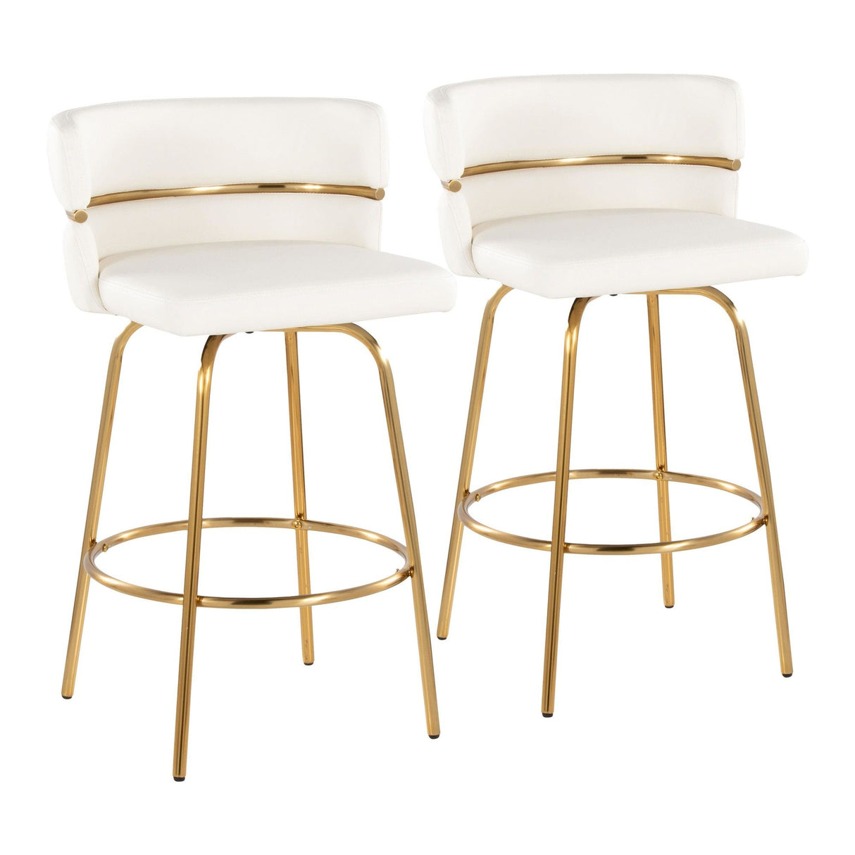 Cinch - 26" Fixed-Height Counter Stool With Swivel - Gold Metal Base (Set of 2)