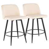 Toriano - 26" Fixed-Height Faux Leather Counter Stool (Set of 2) - Black Round Base