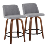 Toriano - Mid Century Modern, Fixed Height Counter Stool & Swivel And Round Footrest (Set of 2)