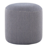 Round Pouf Knitted Blue / White