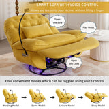 270° Swivel Power Recliner With Voice Control - Bluetooth Music Player, USB Ports, Atmosphere Lamp, Hidden Arm Storage And Mobile Phone Holder For Living Room, Bedroom, Apartment