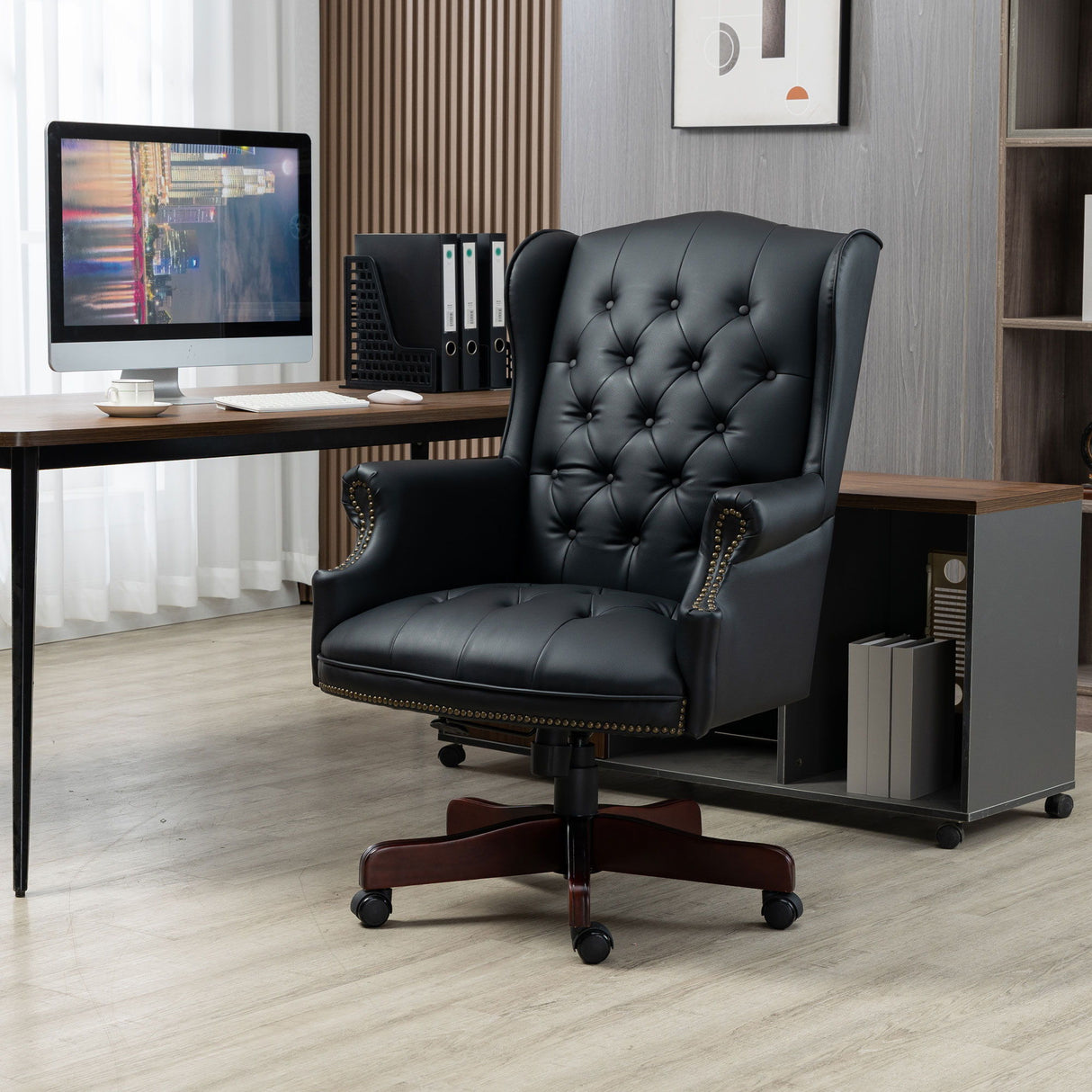 Executive Office Chair, High Back Reclining Comfortable Desk Chair With Smooth Glide Caster Wheels