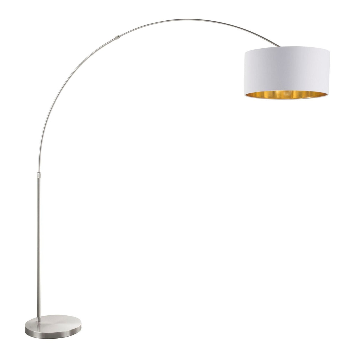 Salon - Floor Lamp - Satin Nickel Base And White Shade - Gold Accent