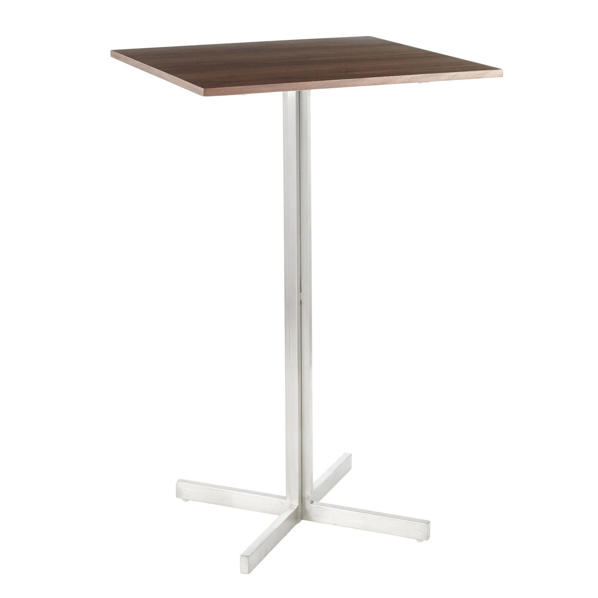 Fuji - Square Bar Table - Stainless Steel With Walnut Wood Top