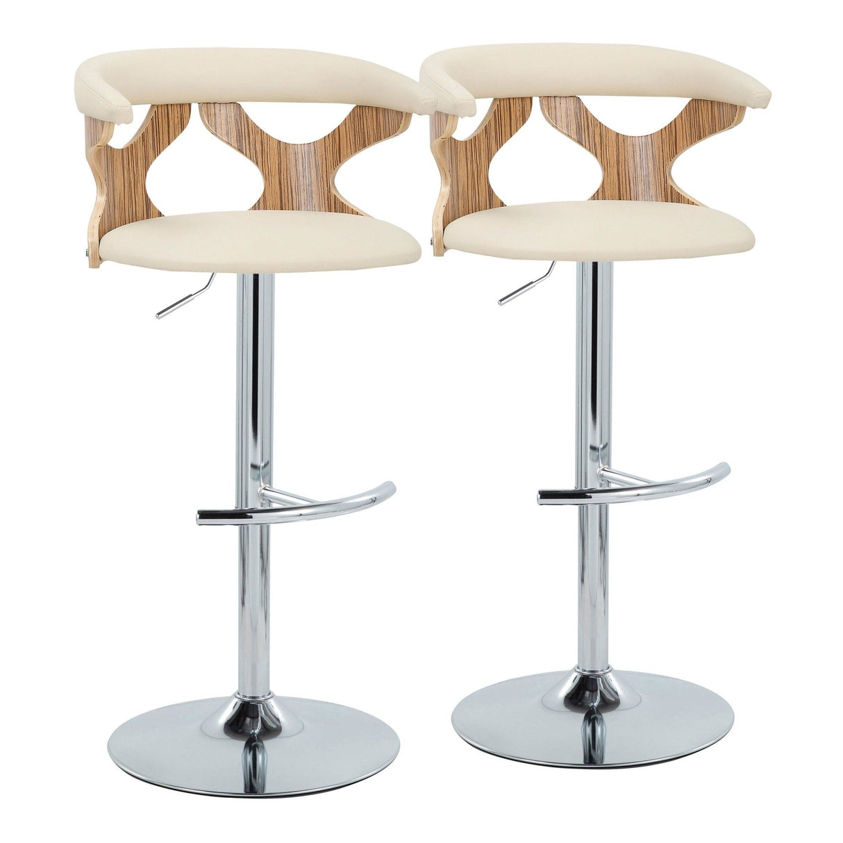 Gardenia - Adjustable Barstool (Set of 2) - Chrome Base & brown Backrest