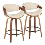 Symphony - 26" Fixed-Height Counter Stool (Set of 2) - Walnut & Black Base