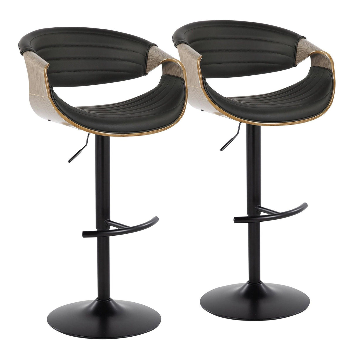 Symphony - Adjustable Barstool (Set of 2) - Black Base And Gray Backrest