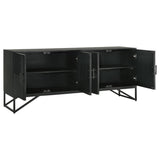 Riddell - 4 Door Wood Reeding Accent Cabinet - Matte Black