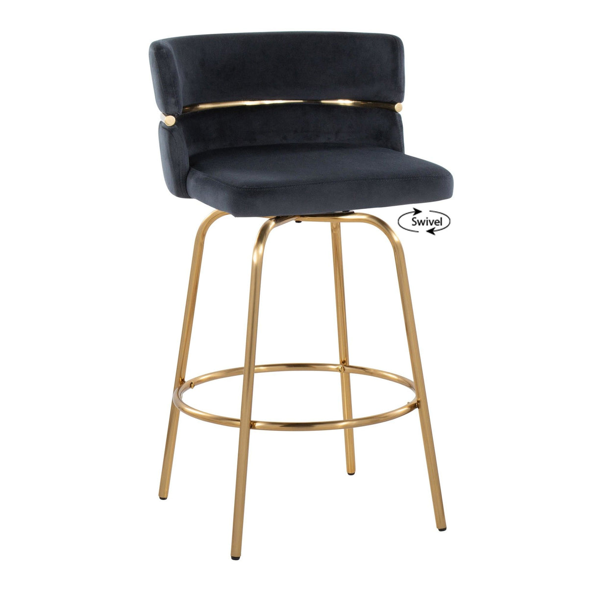 Cinch Claire - 26" Fixed-Height Counter Stool (Set of 2)- Gold Base