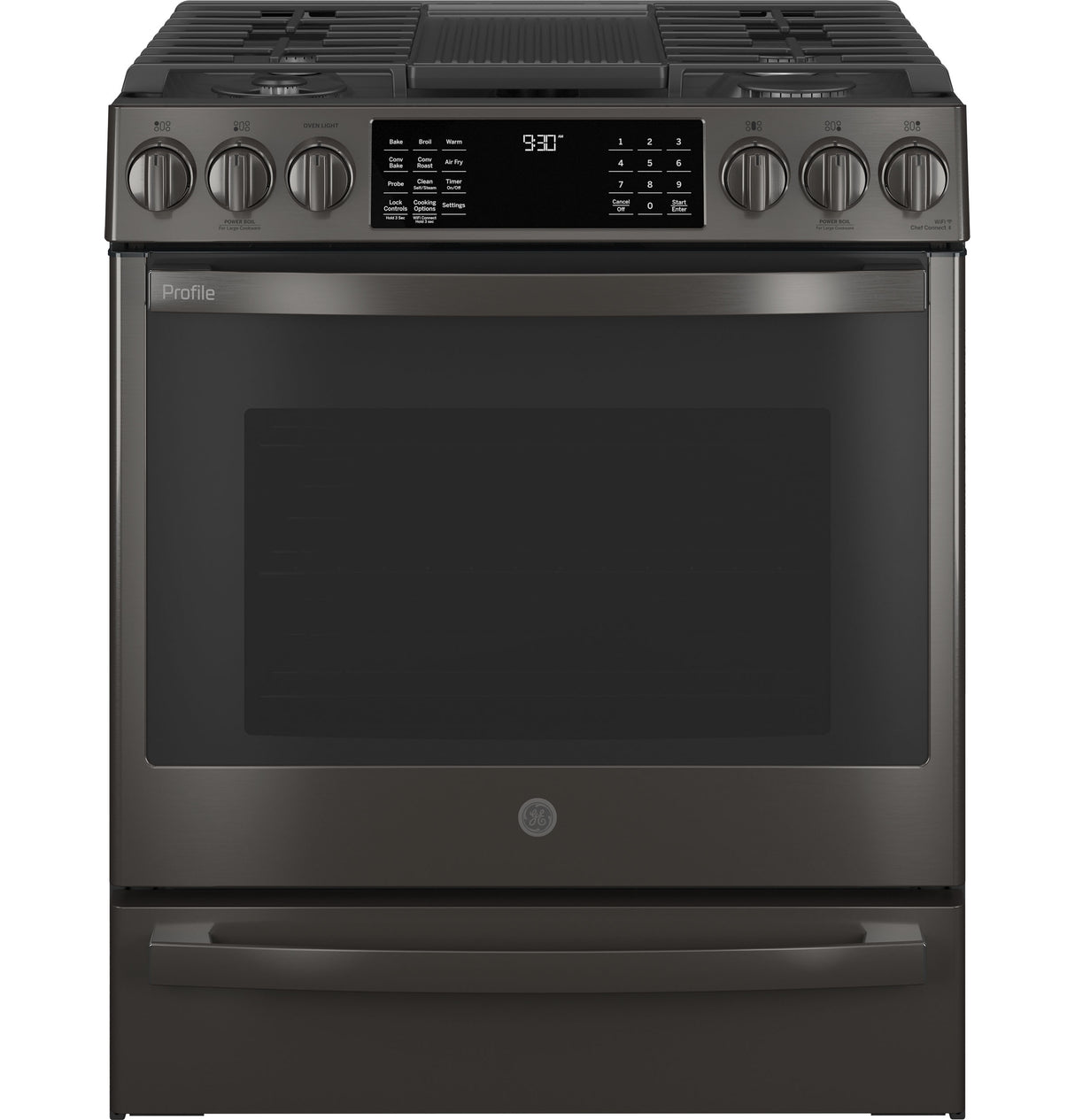 GE Profile(TM) 30" Smart Slide-In Front-Control Gas Range with No Preheat Air Fry - (PGS930BPTS)