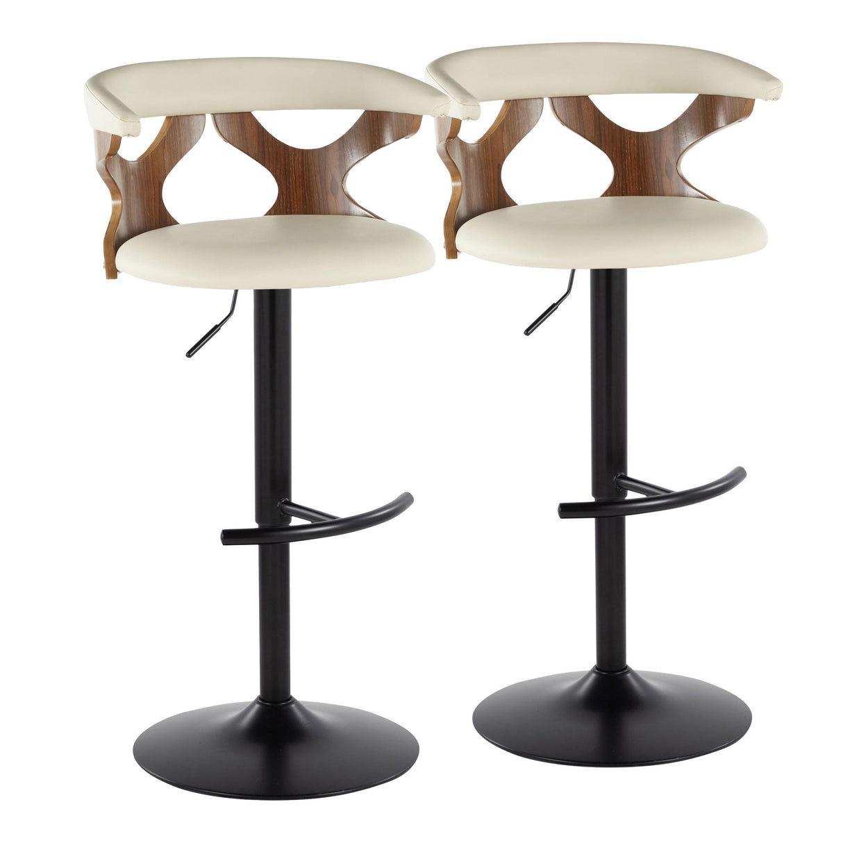 Gardenia - Contemporary Adjustable Barstool, Swivel With Rounded T Footrest (Set of 2)