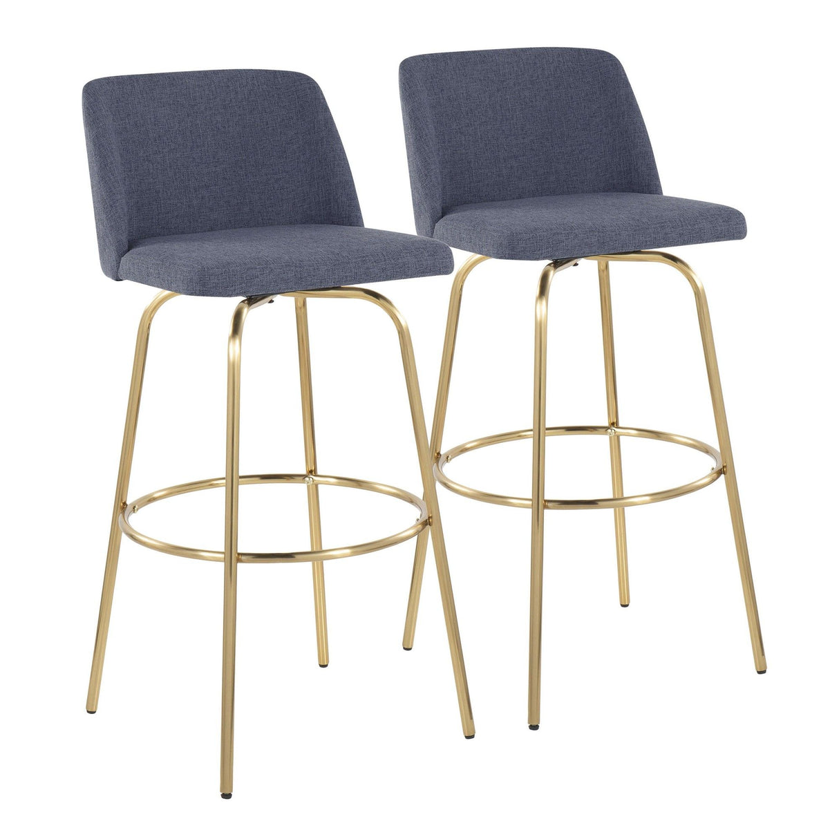 Toriano - 30" Fixed-Height Barstool (Set of 2) - Gold Base