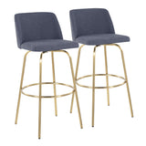 Toriano - 30" Fixed-Height Barstool (Set of 2) - Gold Base