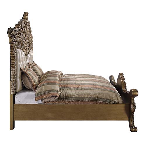 Constantine - Eastern King Bed - PU Leather, Light Gold, Brown & Gold Finish