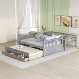 Twin Over Full Bunk Bed With Twin Size Trundle, Separable Bunk Bed With Drawers For Bedroom