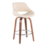 Fabrico - Mid Century Modern, Fixed Height Counter Stool With Round Footrest (Set of 2)