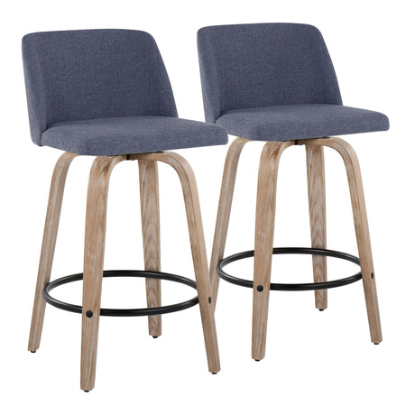 Toriano - 26" Fixed-Height Counter Stool (Set of 2) - Light Brown & Black Base