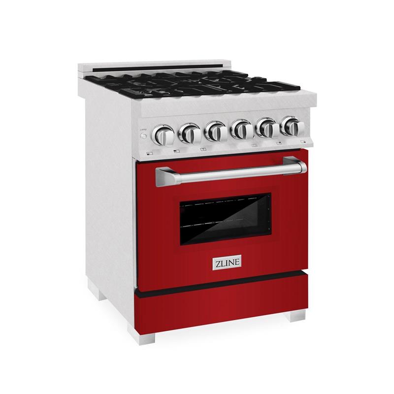 ZLINE 24 in. Professional Dual Fuel Range with Color Door Options (RA24) [Color: Red Gloss] - (RARG24)