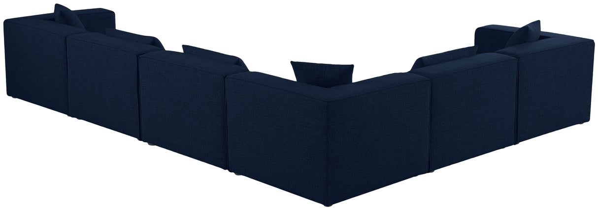 Cube - Modular Sectional 6 Piece - Navy - Fabric - Modern & Contemporary