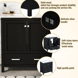 Bathroom Vanity With Single Sink, Combo Cabinet Undermount Sink, Bathroom Storage Cabinet With Two Doors And A Drawer, Soft Closing, Multifunctional Storage, Solid Wood Frame