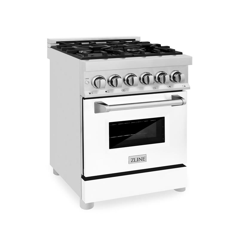 ZLINE 24 in. Professional Dual Fuel Range with Color Door Options (RA24) [Color: White Matte] - (RAWM24)