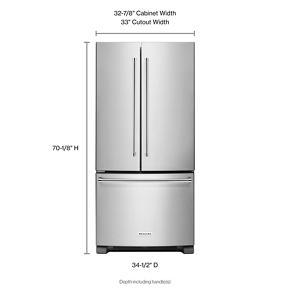 22 Cubic Feet 33" Width Standard Depth French Door Refrigerator With Interior Dispenser