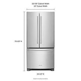 22 Cubic Feet 33" Width Standard Depth French Door Refrigerator With Interior Dispenser