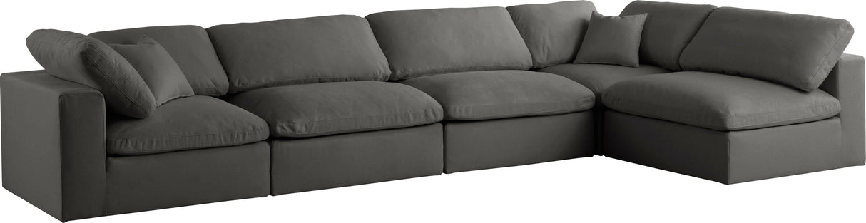 Plush - Velvet Standart Comfort Modular Sectional 5 Piece - Grey