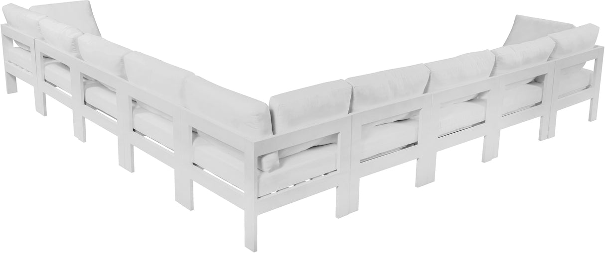 Nizuc - Outdoor Patio Modular Sectional 9 Piece - White - Fabric