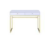 Coleen - Vanity Desk - White & Brass Finish