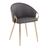 Claire - Chair - Gold Metal And Gray Faux Leather