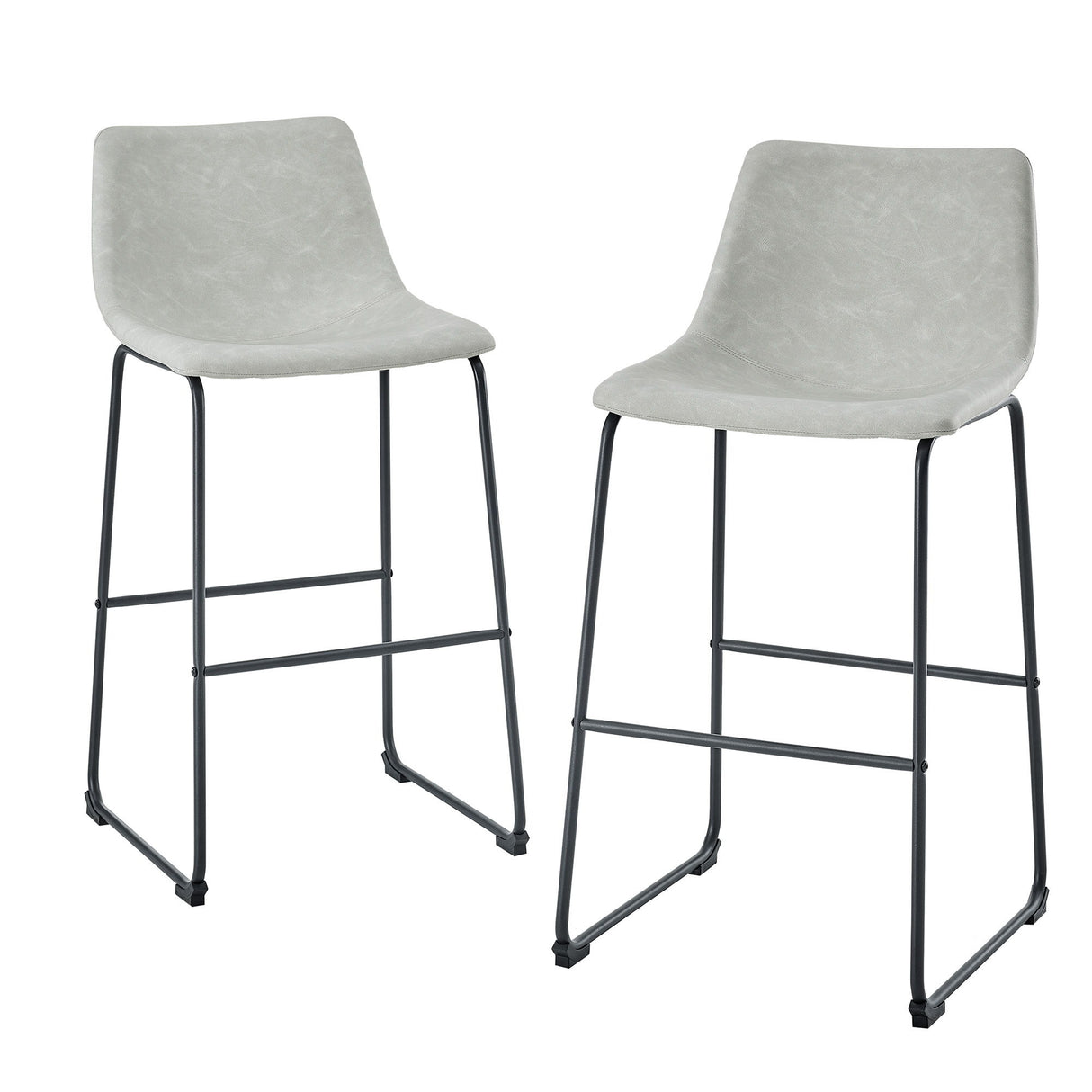 Industrial Faux Leather Bar Stools (Set of 2) - Gray