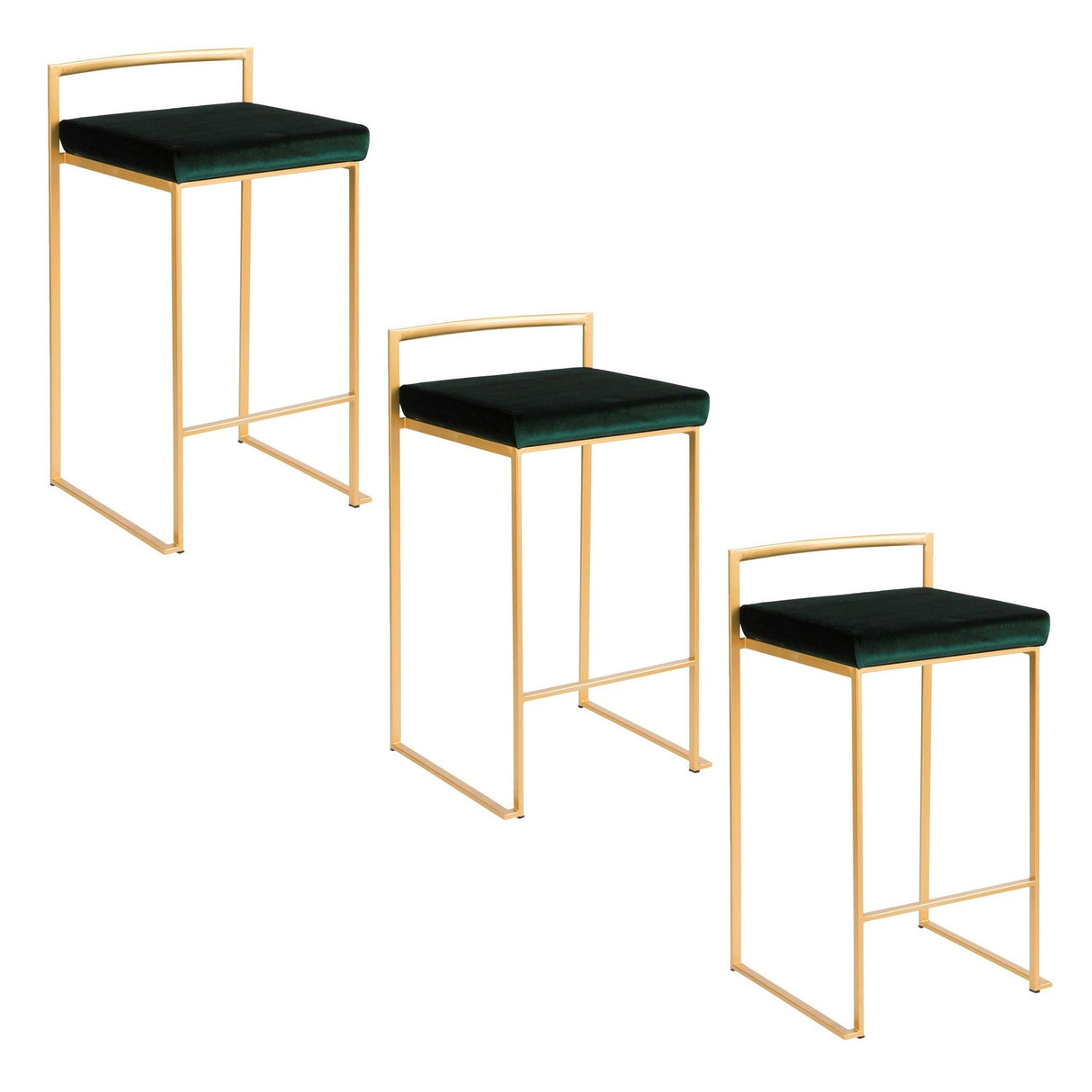 Fuji - Counter Stool With Cushion - Gold Legs