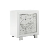 Skye - Marble Nightstand - White