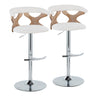 Gardenia - Adjustable Barstool (Set of 2) - Chrome Base & brown Backrest