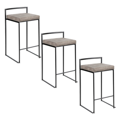 Fuji - Stackable Counter Stool With Cushion - Black Metal