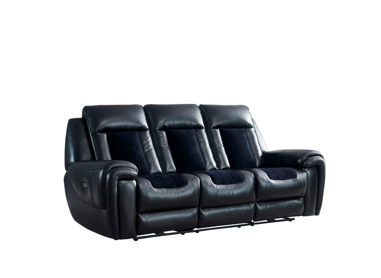 Clark - Blanche / Velvet Power Reclining Sofa With LED - Black